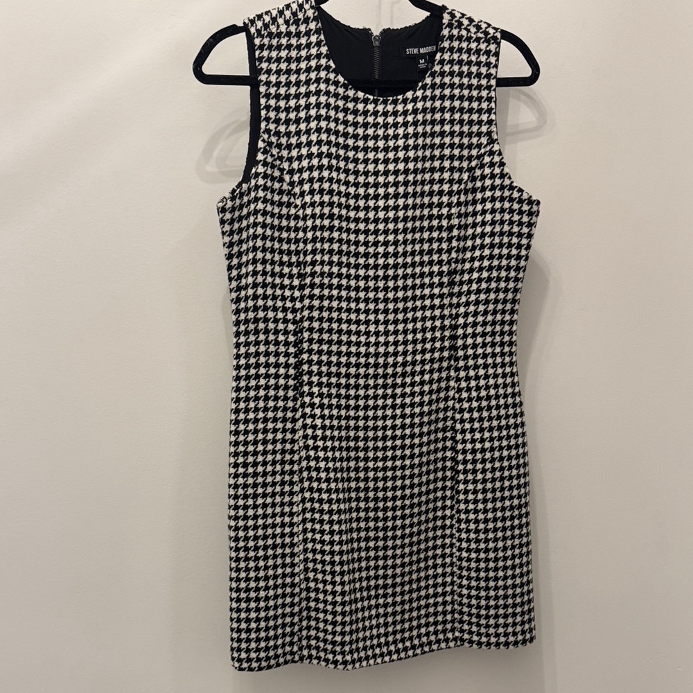 Steve Madden Black & White Houndstooth Mini Dress